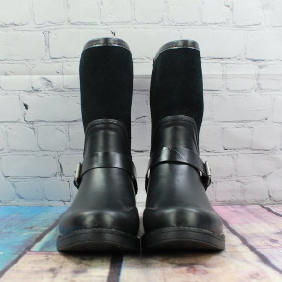 UGG Sivada Black Suede WP Wool Insole Mid Calf Winter Boots Size US 6 - Picture 4 of 9